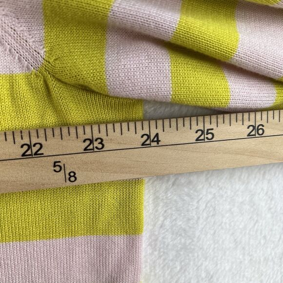 Isaac Mizrahi XL Stripe Button Front Cardigan Sweater Long Duster Green Pink - Picture 12 of 14